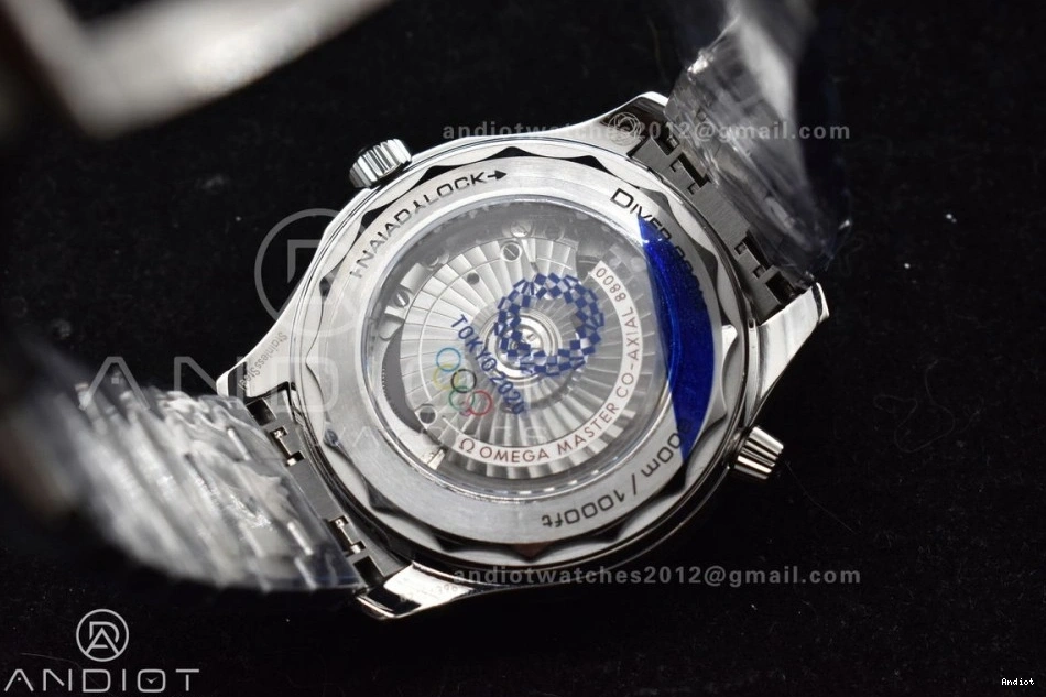 Dial SS A2824 Diver Seamaster Ceramic 300M Edition Blue VSF Bezel 1:1 White SS Best Bracelet on 0404